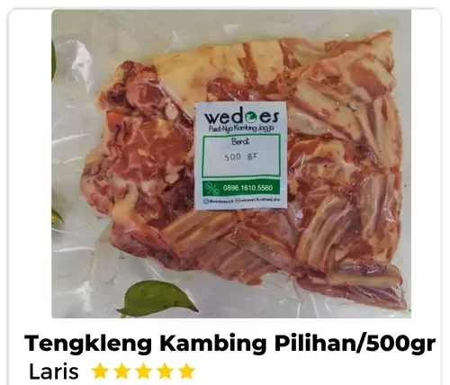 Harga Tengkleng kambing pilihan kemasan 500 gram Wedoes segar Jogja, Sleman, Bantul